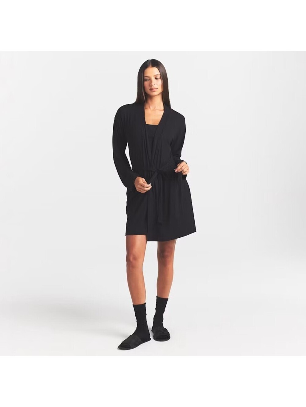 SKIMS NWT Soft Lounge Rib Robe Onyx Size M